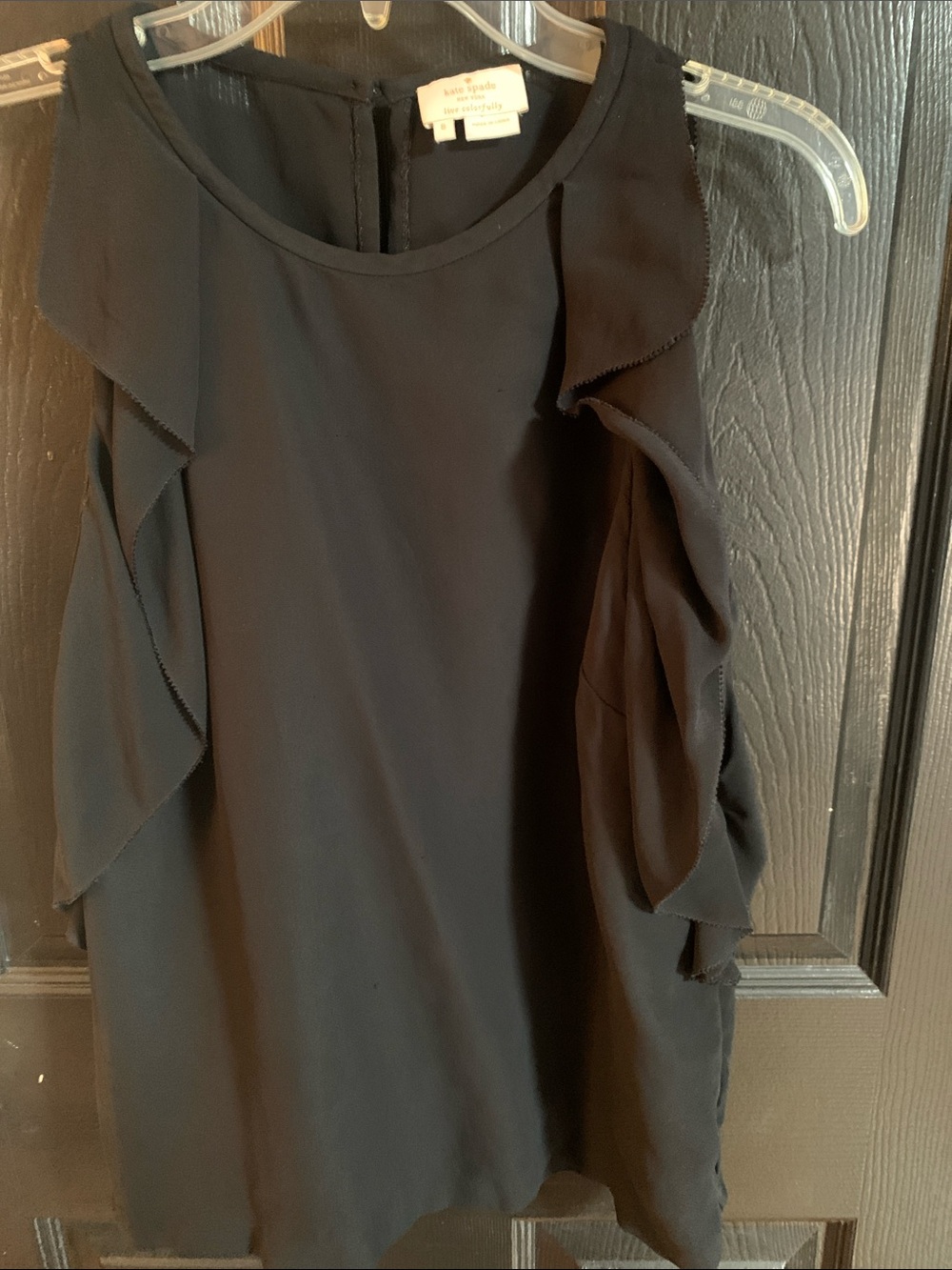 kate spade Black Sleeveless Ruffle Neck Blouse